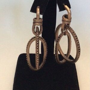 Paige Novick Antique Rose Hoop Drop earrings Vintage